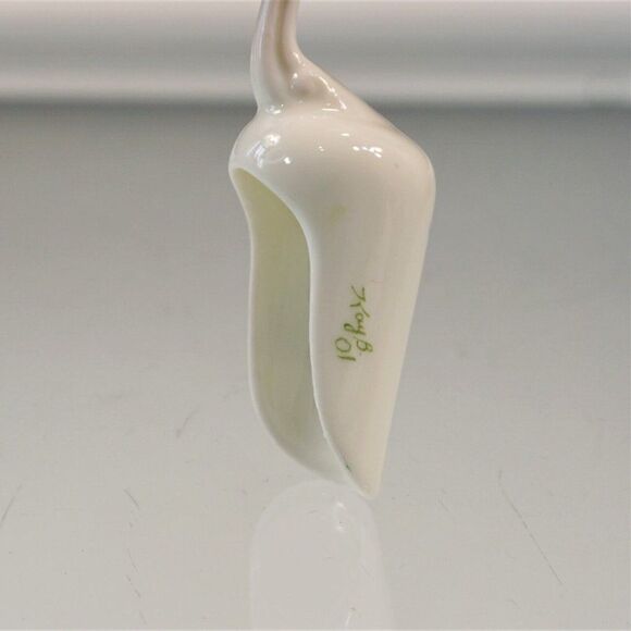 Vintage Miniature Porcelain Sugar Scoop Signed Hand Painted Spoon Scooper 3.5" - Picture 7 of 9